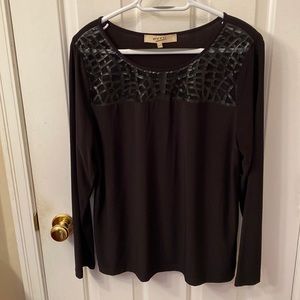 Ecru Top with Faux Leather Front